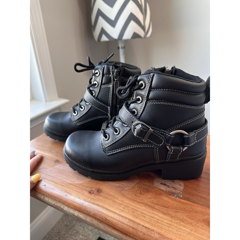 Milwaukee Motorcycle Co Paragon Black Leather Harness Boots Women's Size 7 - Picture 4 of 8